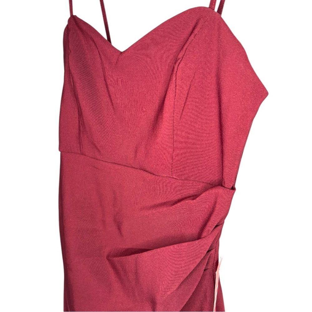 NWT Burgundy Bodycon Mini Dress Sz S | Ruched Stretch Sweetheart Cocktail - Picture 3 of 5